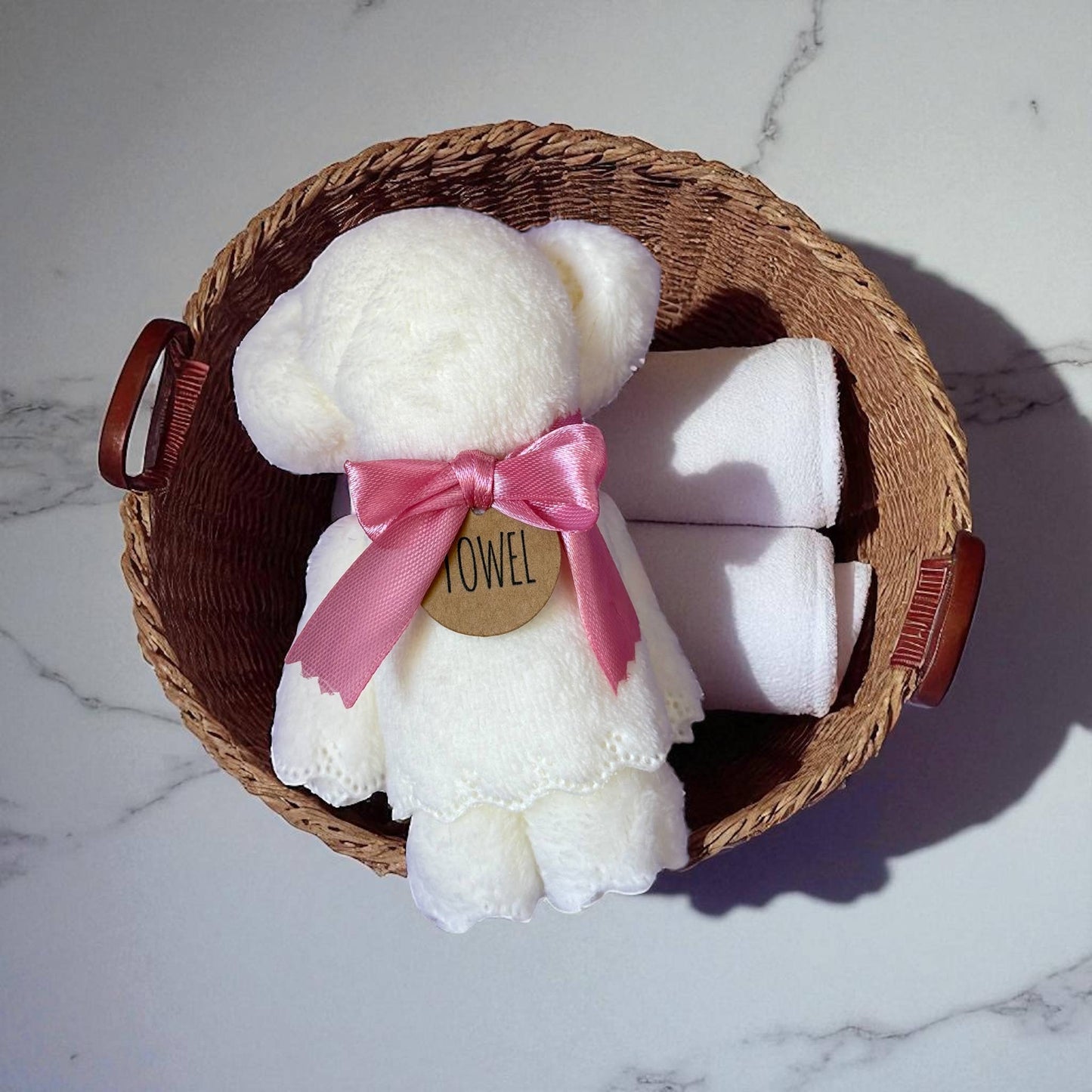 Bear Bath Towel in White