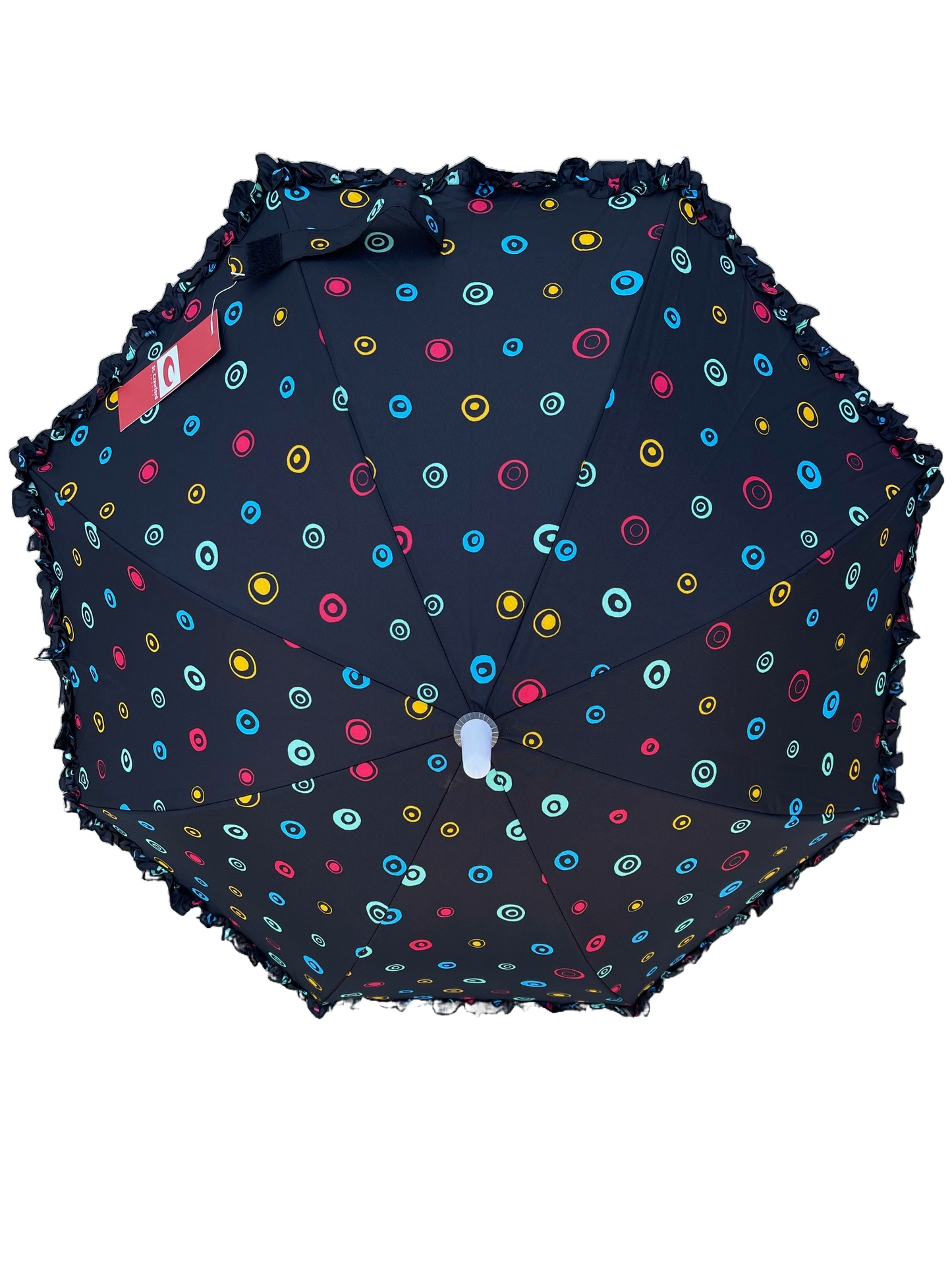 Circle Pattern Rainbow Umbrella with Ruffle Edge