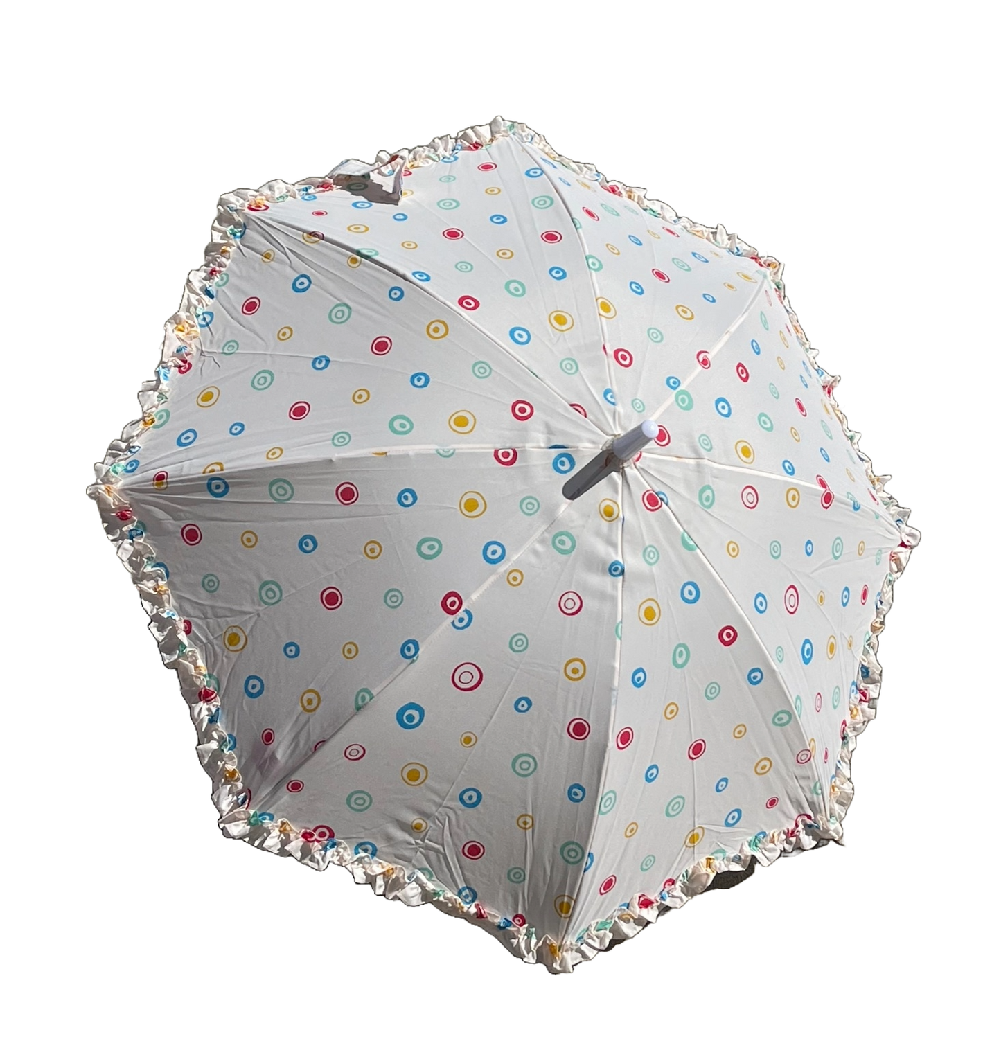 Circle Pattern Rainbow Umbrella with Ruffle Edge