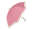 Pink and Cream Striped Umbrella with Ruffle Edge