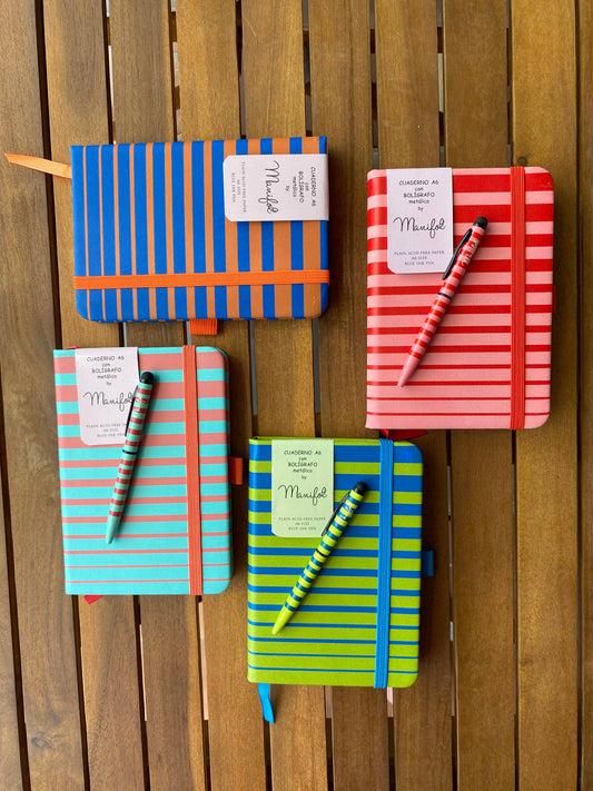 Striped Notebook with Matching Pen