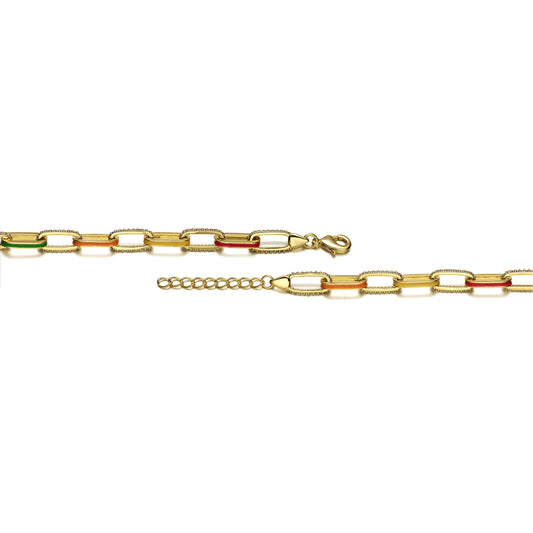 Multi Color Enamel Chain Bracelet for Teens