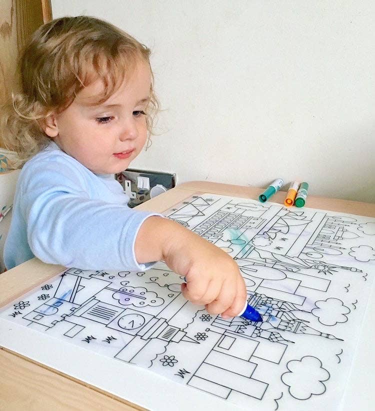 Washable Coloring Placemat: Around the World