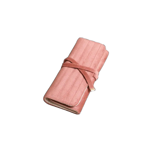 Dusky Pink Velvet Jewelry Roll