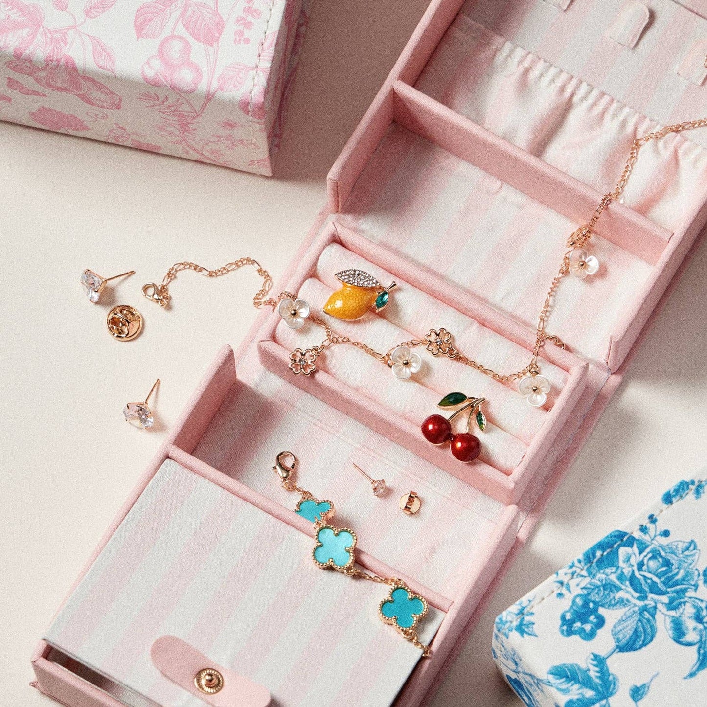 Pink Travel Jewelry Organizer Case