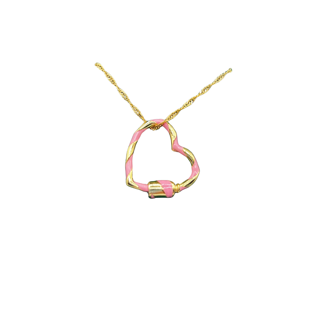 Heart Necklace - Pink Lock