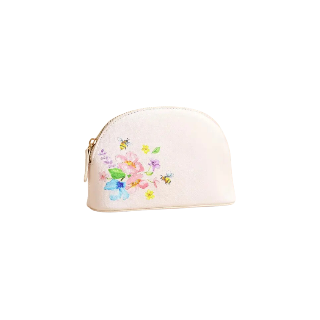 Small Bee Floral Wash Bag in Blush Pink