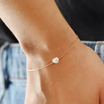 Pearl Heart Charm Bracelet