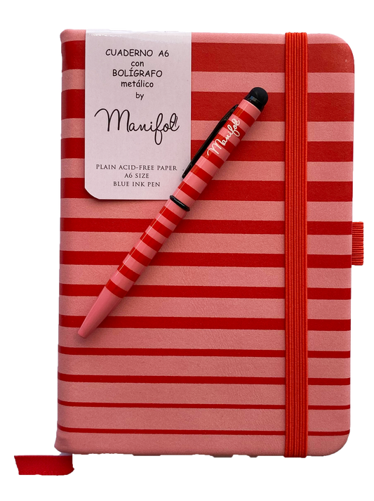 Striped Notebook with Matching Pen