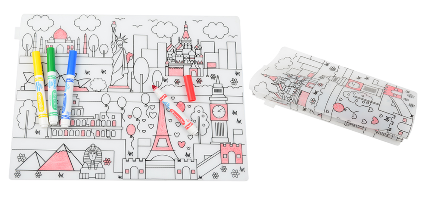 Washable Coloring Placemat: Around the World