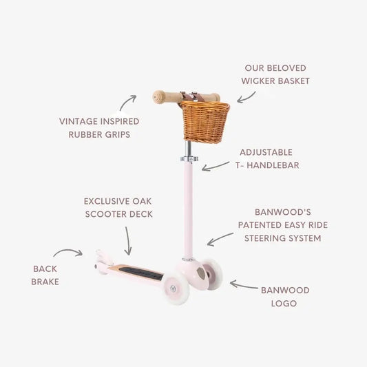 BANWOOD 3-WHEEL SCOOTER VINTAGE - PINK