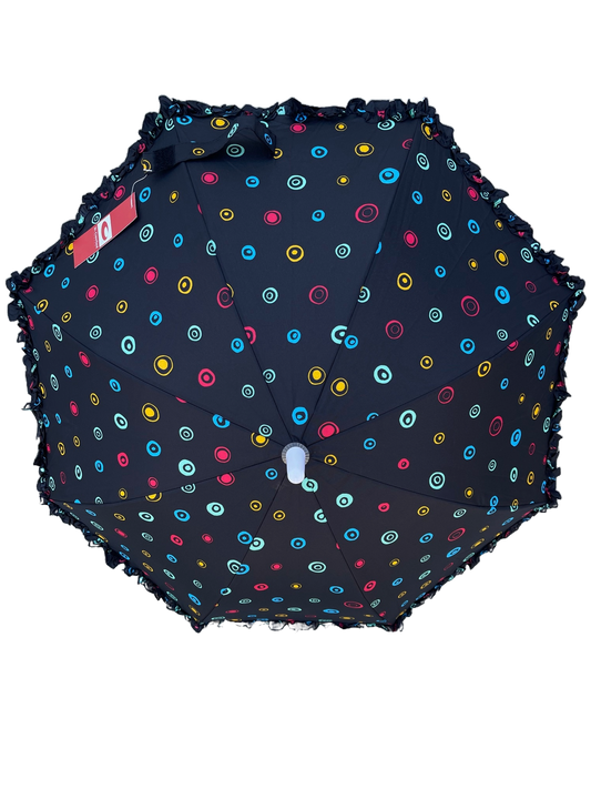 Circle Pattern Rainbow Umbrella with Ruffle Edge