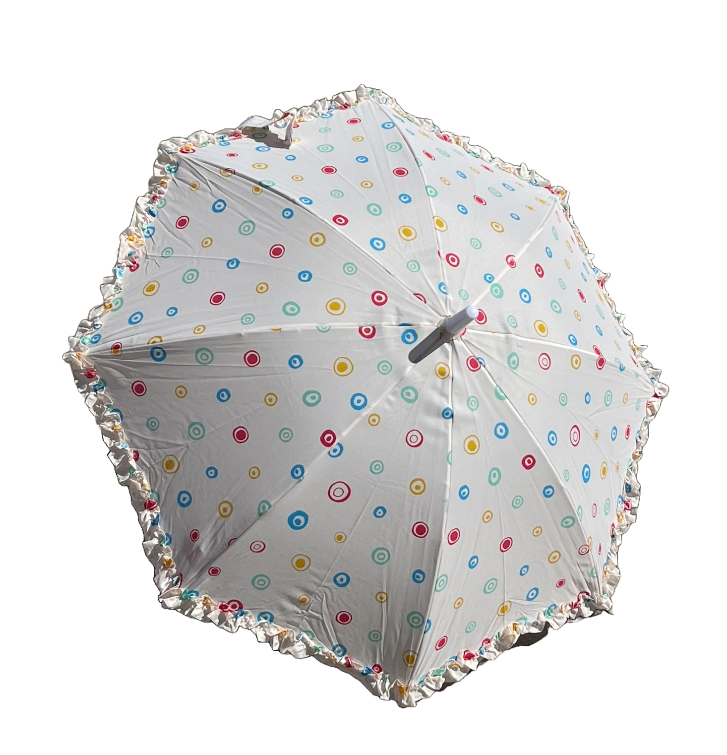 Circle Pattern Rainbow Umbrella with Ruffle Edge – BooCadoo