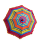 Rainbow Striped Umbrella with Ruffle Edge