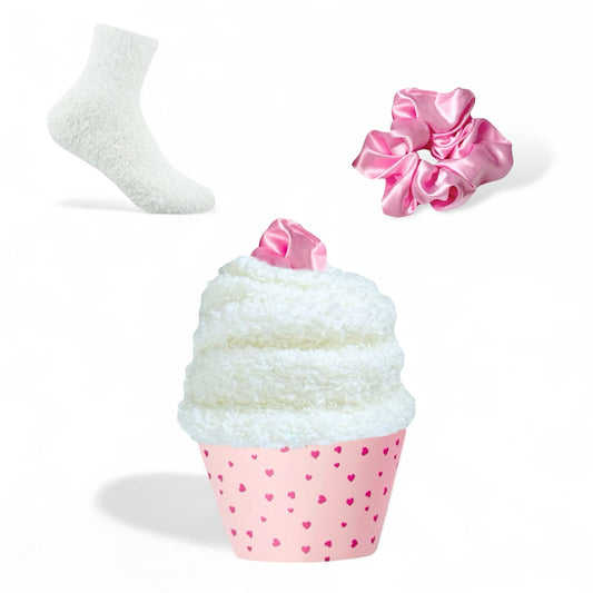 Cozy Cupcake Socks with Scrunchie