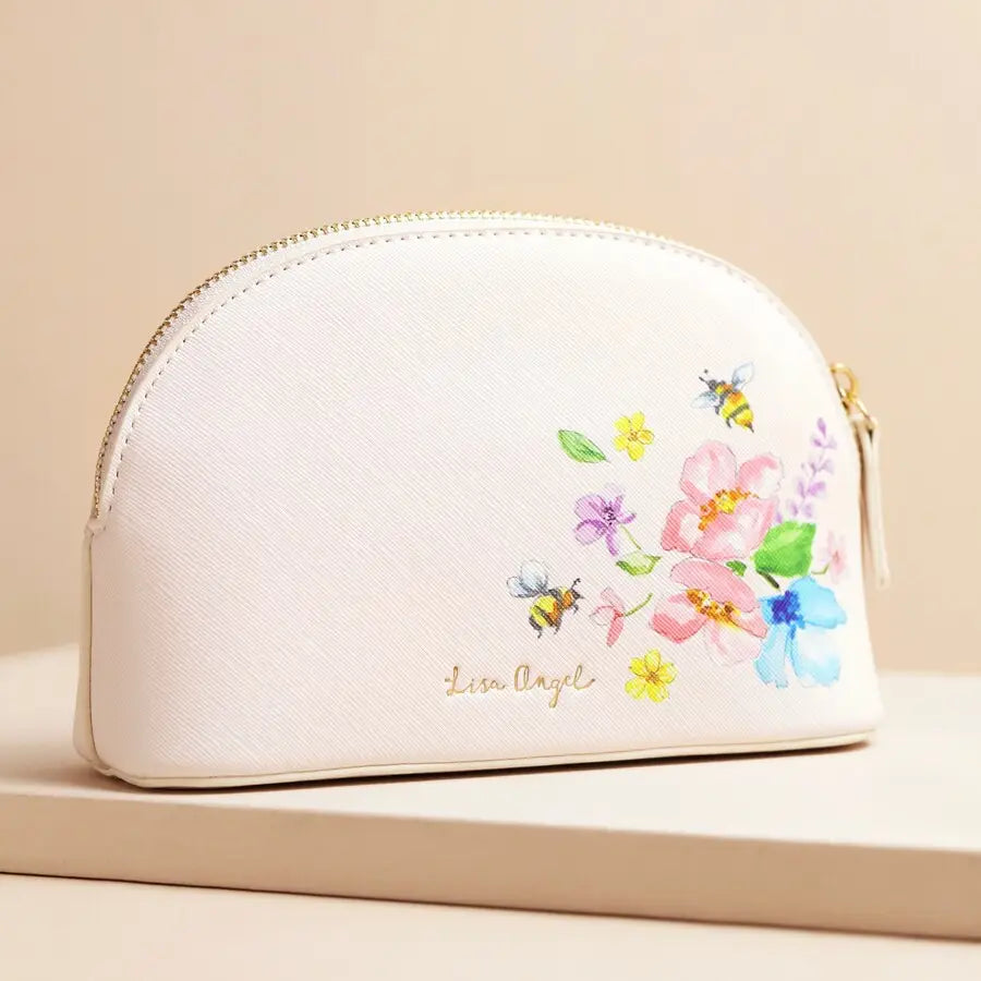 Small Bee Floral Wash Bag in Blush Pink