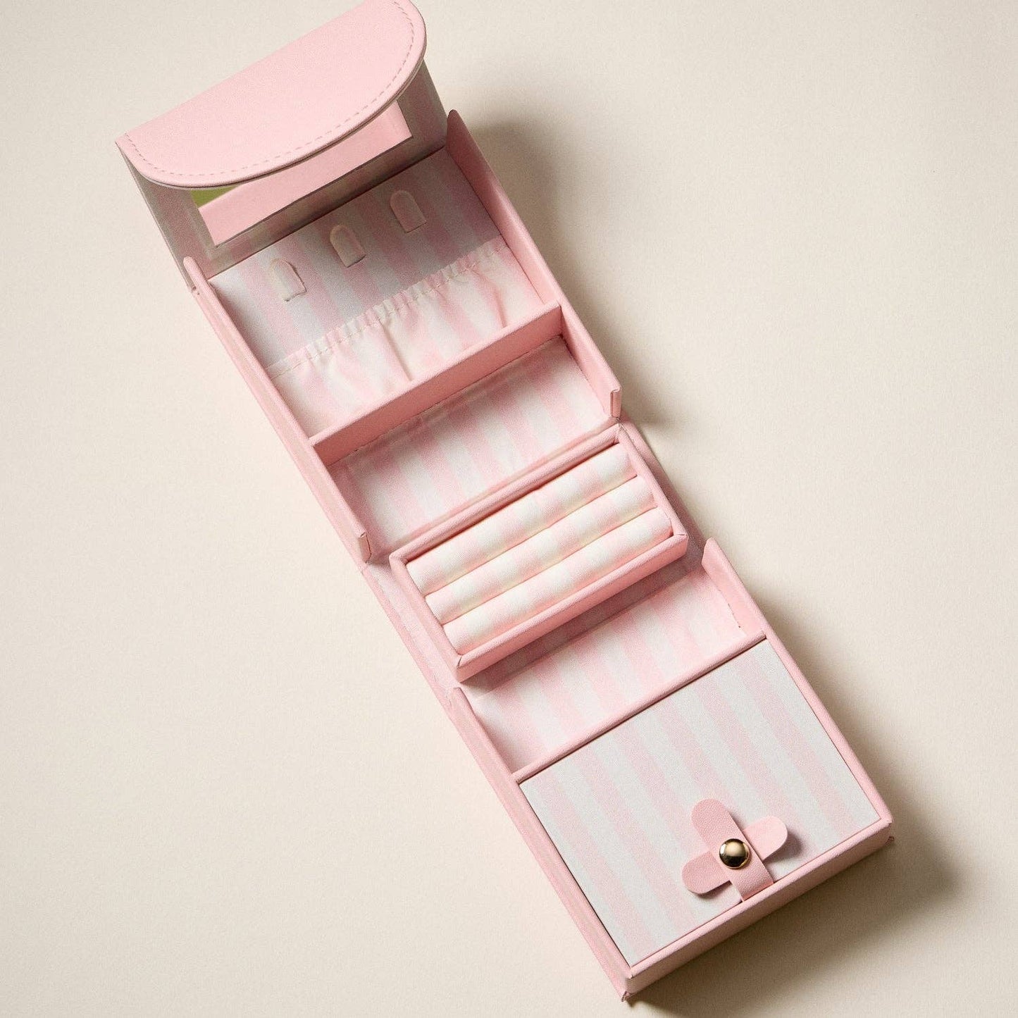 Pink Travel Jewelry Organizer Case